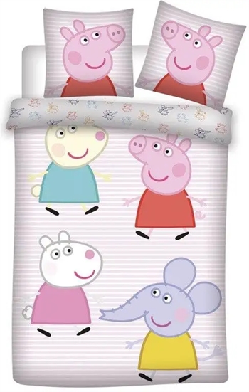 Billede af Gurli gris sengetøj - 140x200 cm - Gurli, Karina, Frida og Emilie sengesæt - Vendbar sengelinned i 100% bomuld hos Shopdyner.dk